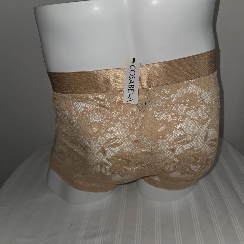 Cosabella Mens Never Say Never Lace Boxer Briefs Tan Brown Sheer Underwear